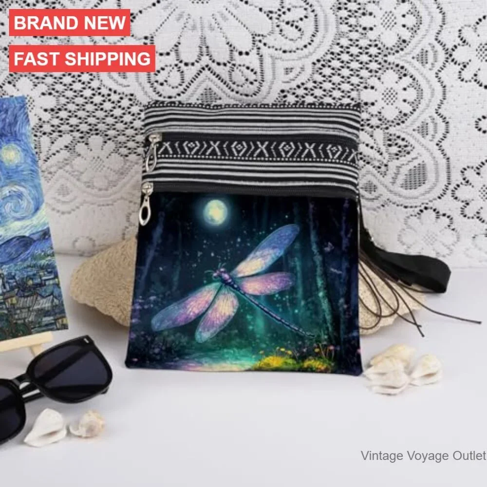 Adjustable Crossbody Bag with Dual Compartments, Lightweight Polyester